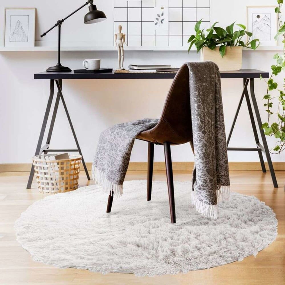Tapis à base fine et souple extra doux blanc diam.120 — vue 3