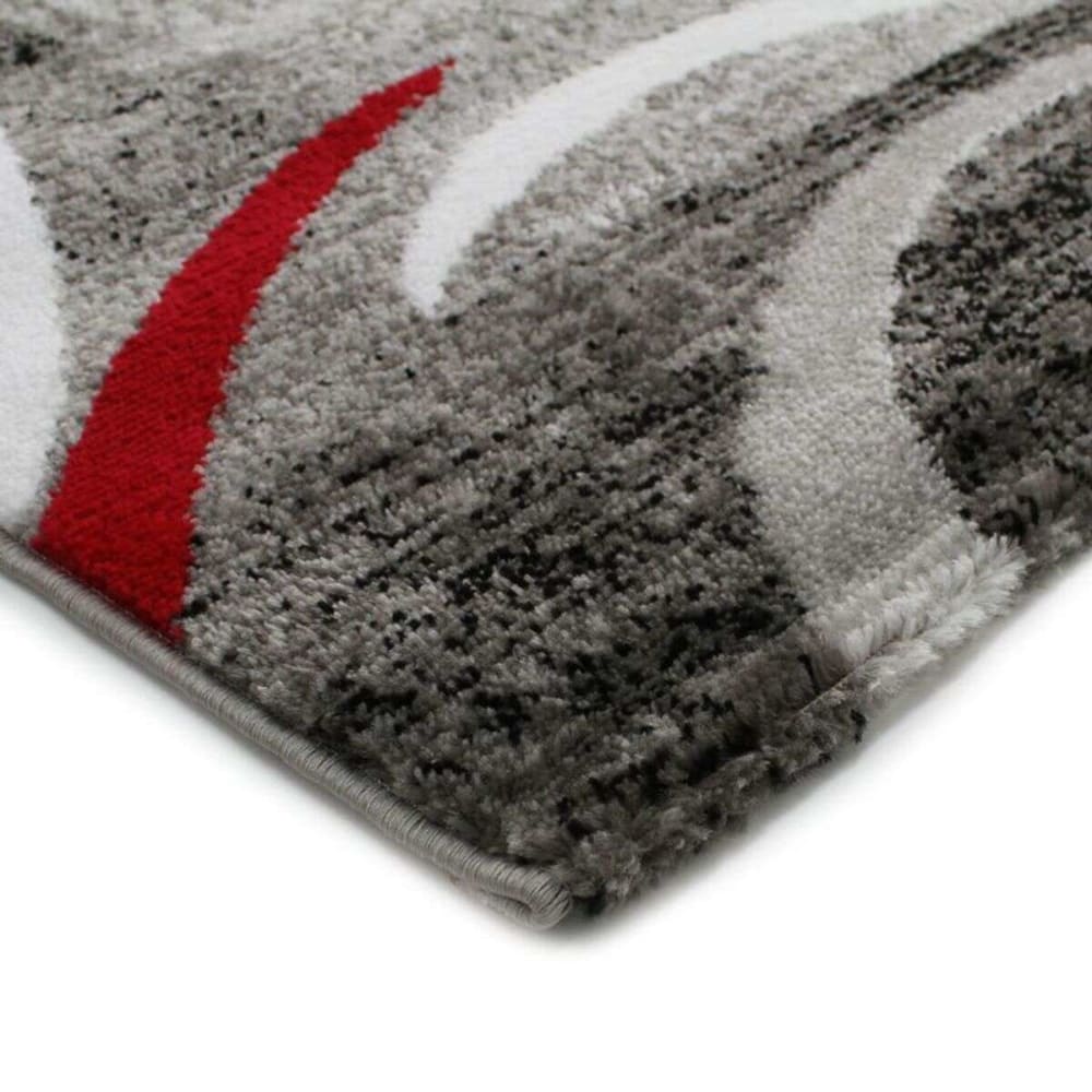 Tapis à encadré motifs abstraits rouge 80x150 — vue 4