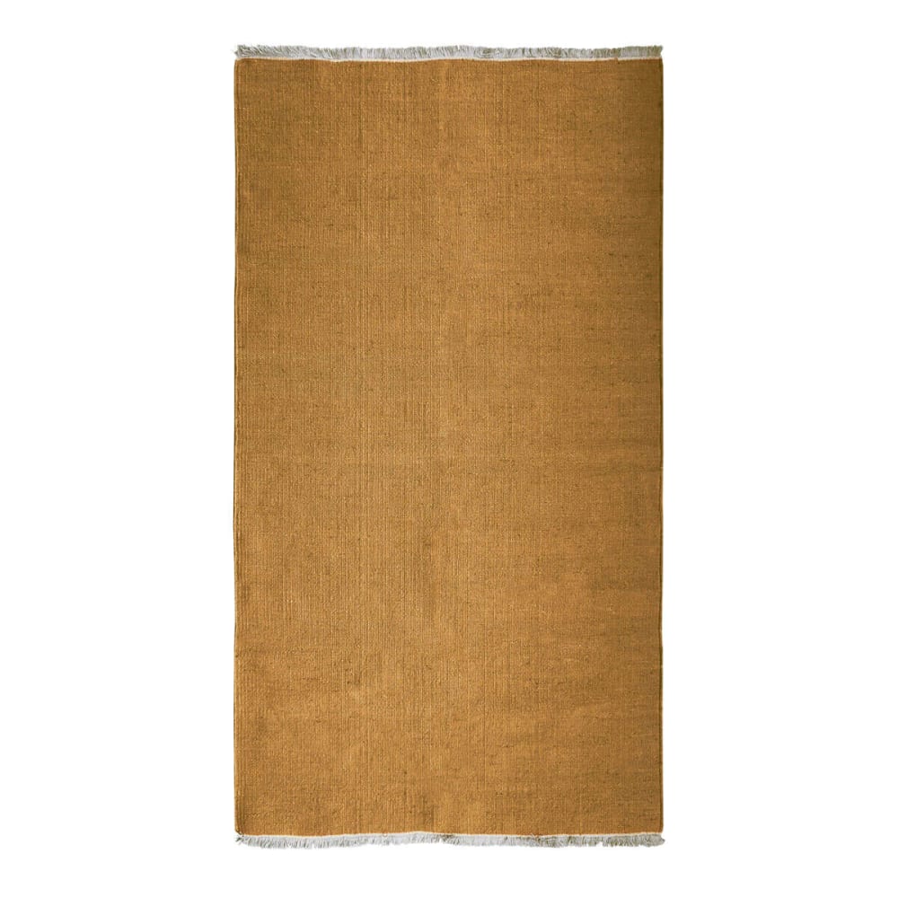 Tapis jute et coton avec franges ocre 80x150