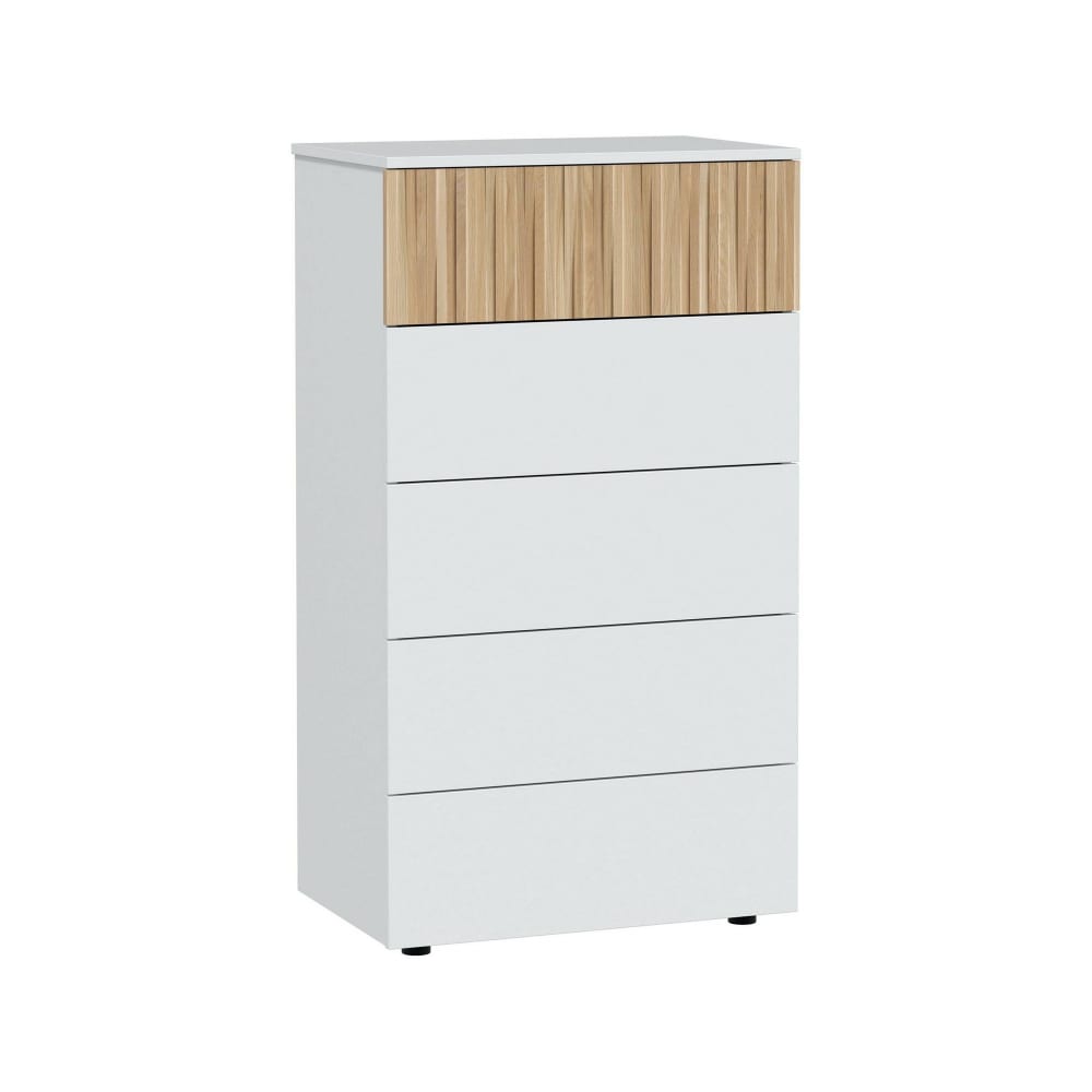 Commode effet bois beige, blanc 129x40 cm