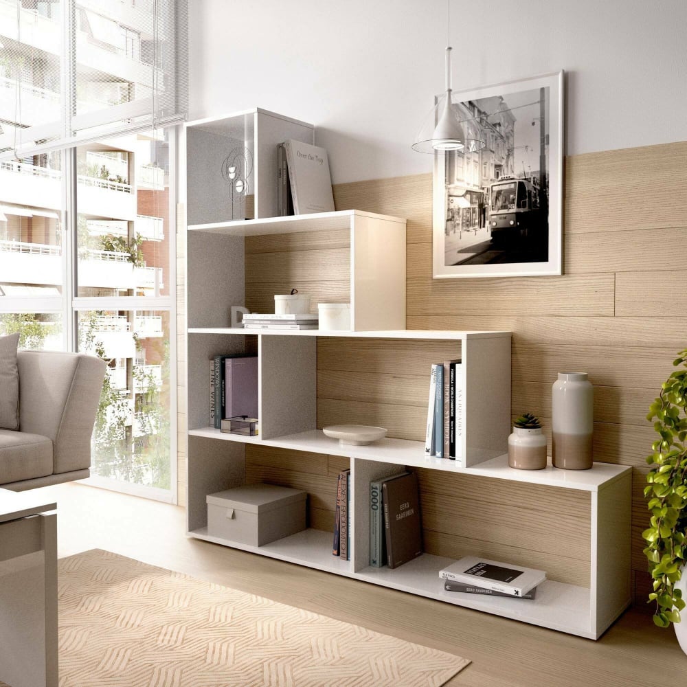 Bibliothèque effet bois blanc brillant 158x29 cm - Maisons du Monde