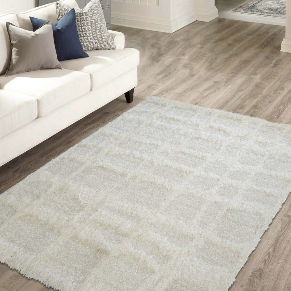 Tapis moderne relief géométrique crème 160x220 — vue 3