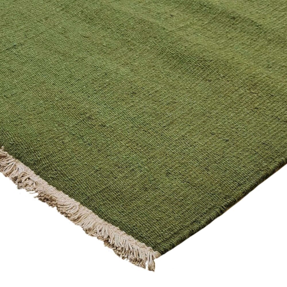 Tapis jute et coton avec franges vert foncé 80x150 — vue 4