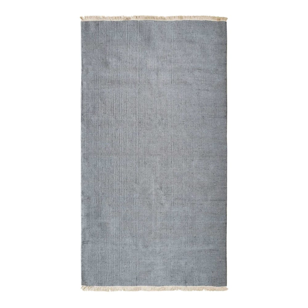 Tapis jute et coton avec franges gris clair 80x150