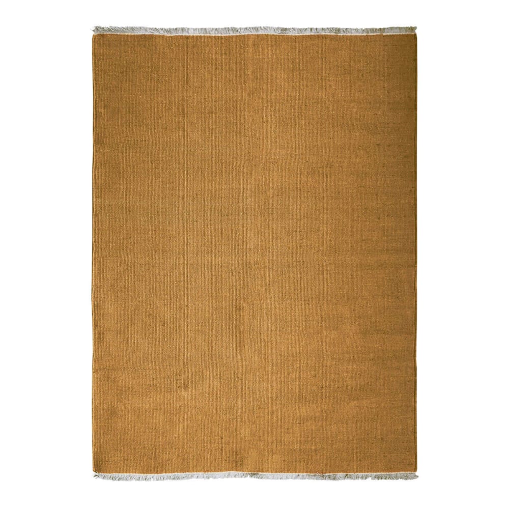 Tapis jute et coton avec franges ocre 120x170