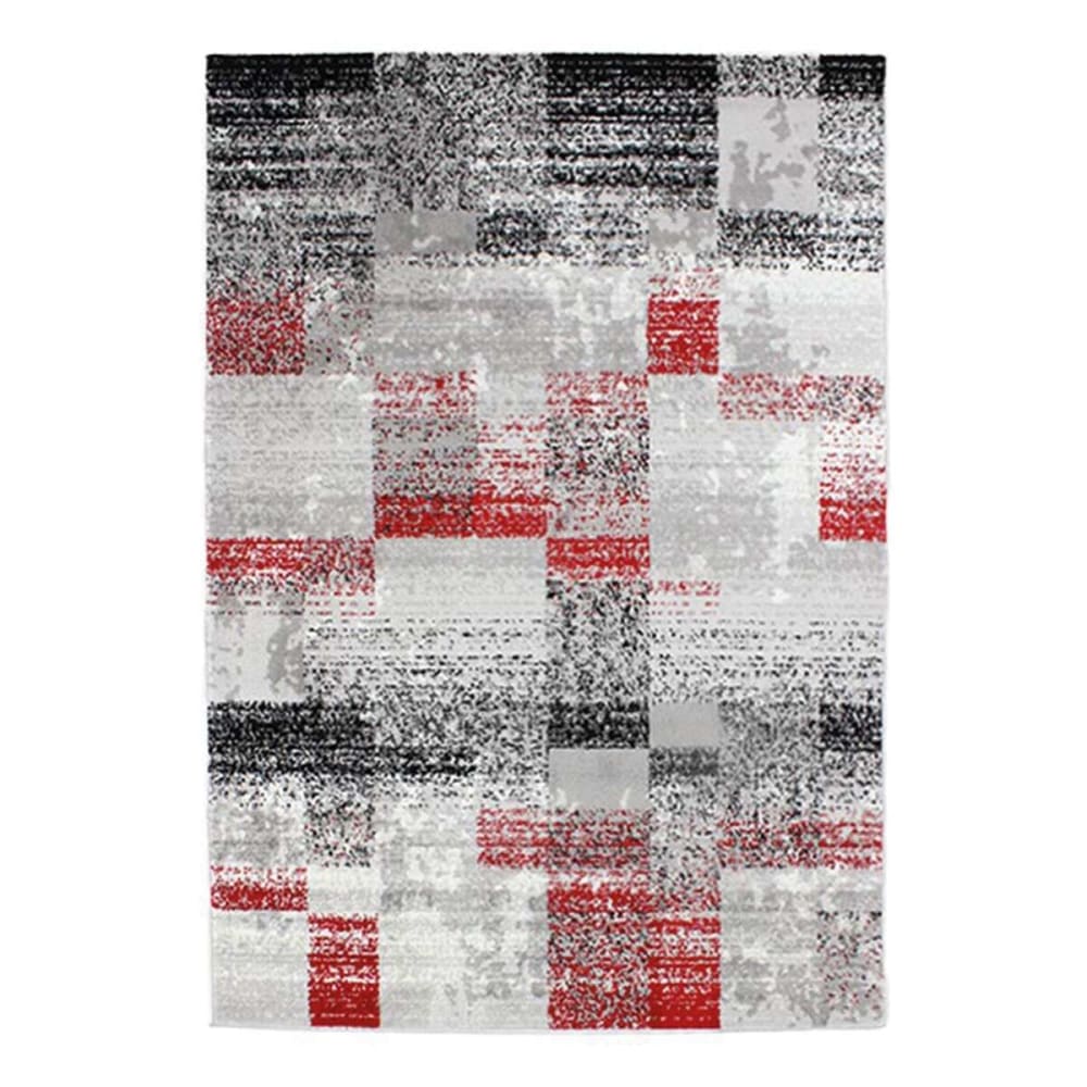 In-/Outdoor-Teppich vintage Effektwürfel, 133x190, grau rot -