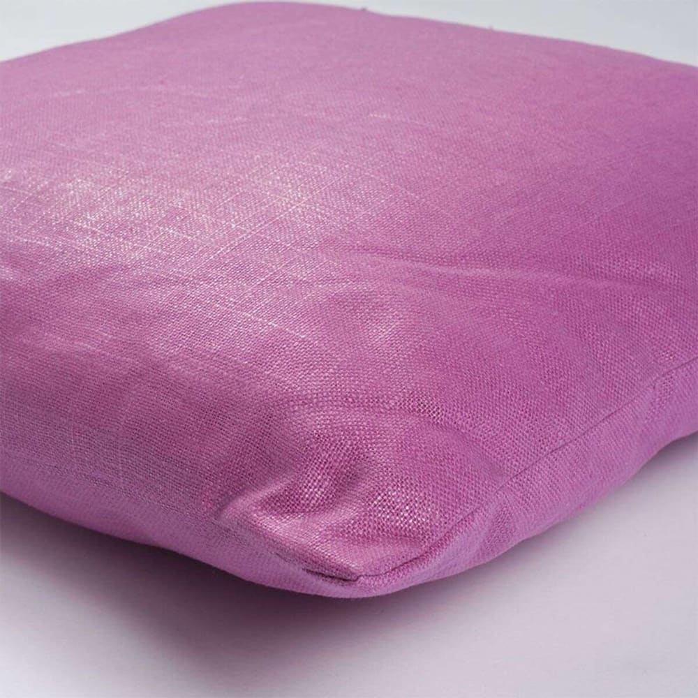Coussin en coton, lin et lurex aux reflets irisés fuschia 40x40