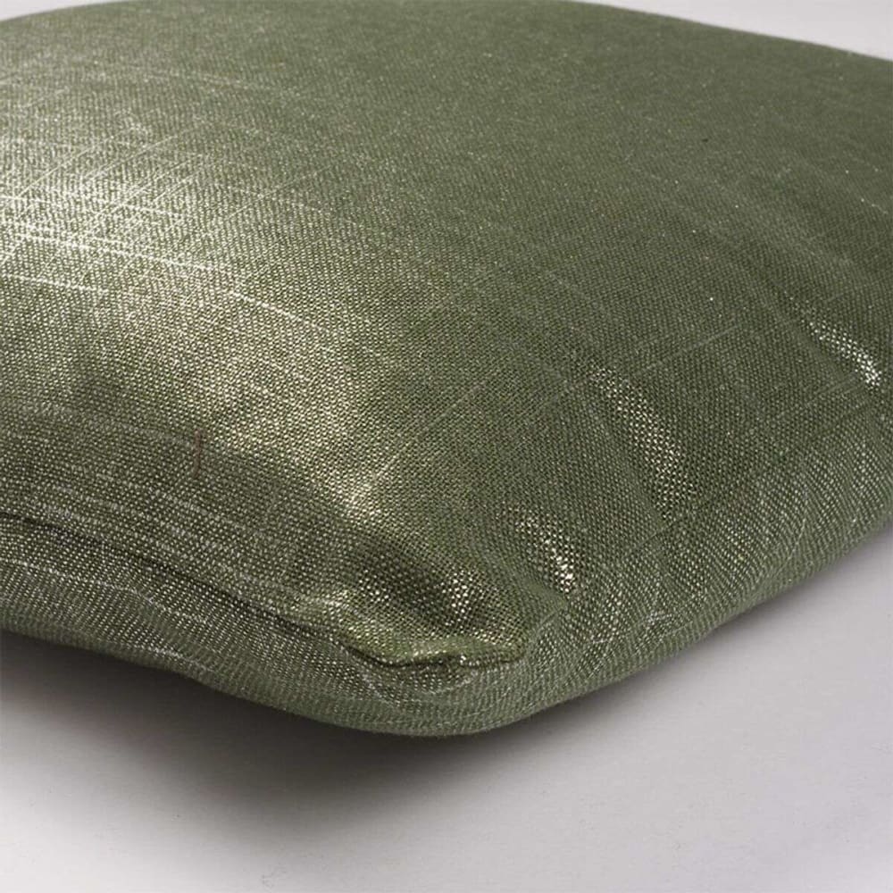 Coussin en coton, lin et lurex aux reflets irisés kaki 40x40