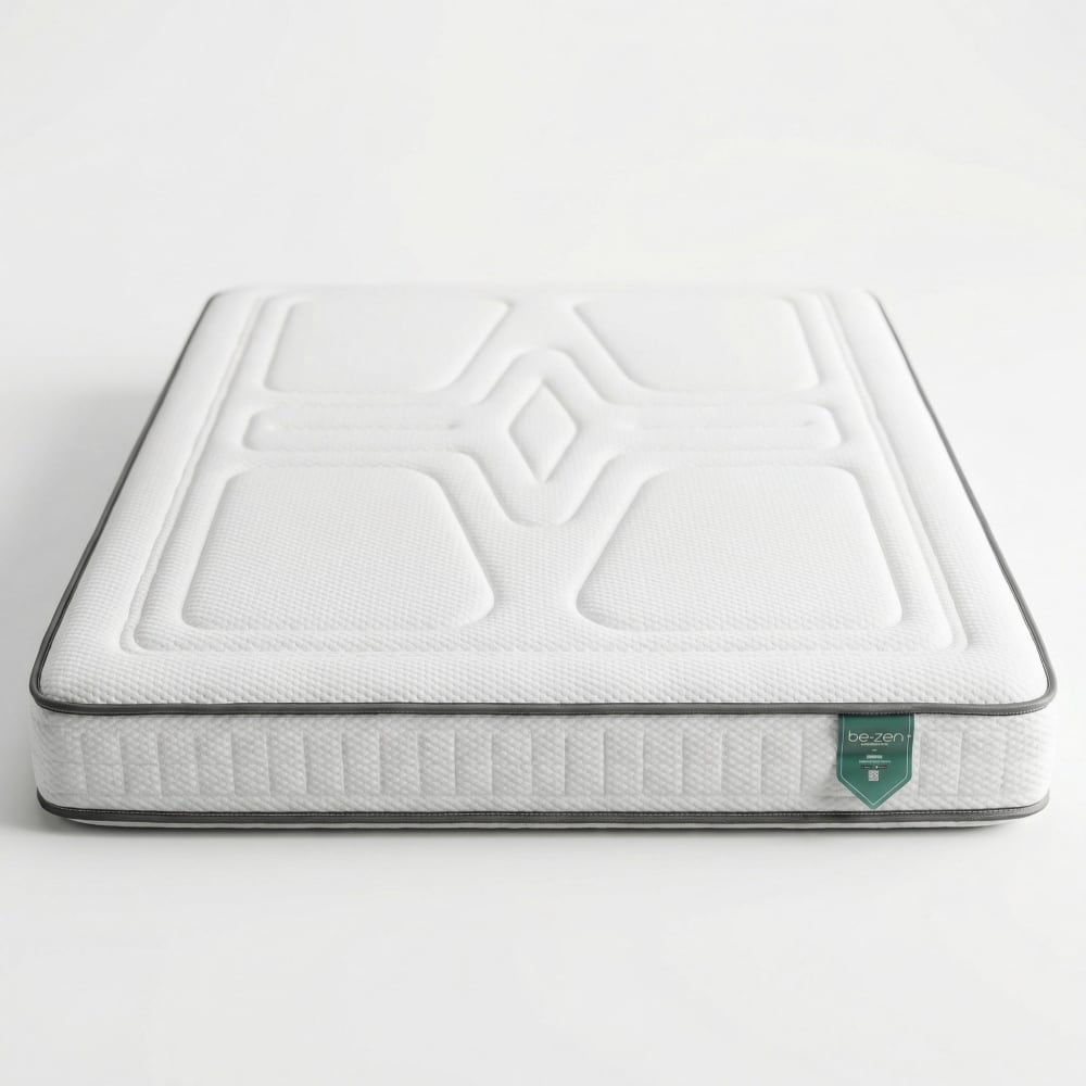 BEZEN Matelas en mousse viscoélastique 21 cm 160x190 cm style classique chic Blanc Certifié Oeko-Tex Fibres Naturelles