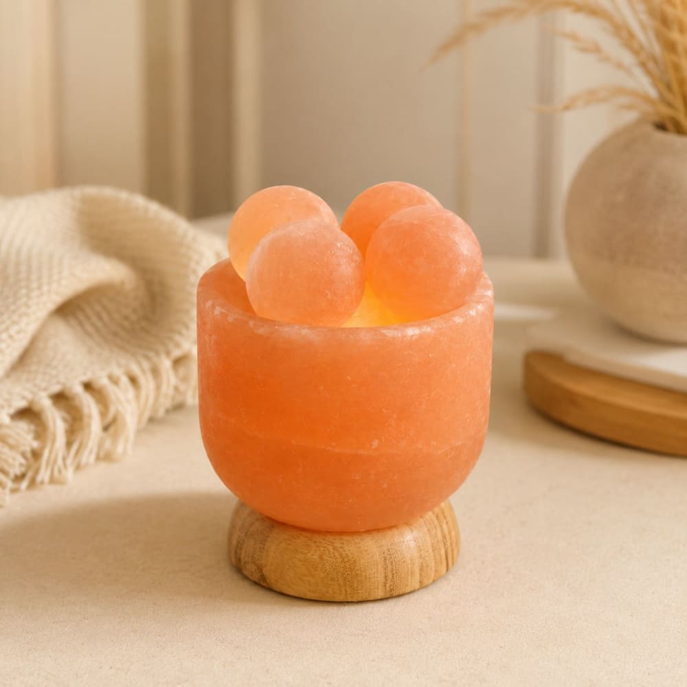 Lampe avec 4 boules de massage en cristal de sel 2kg - Maisons du Monde