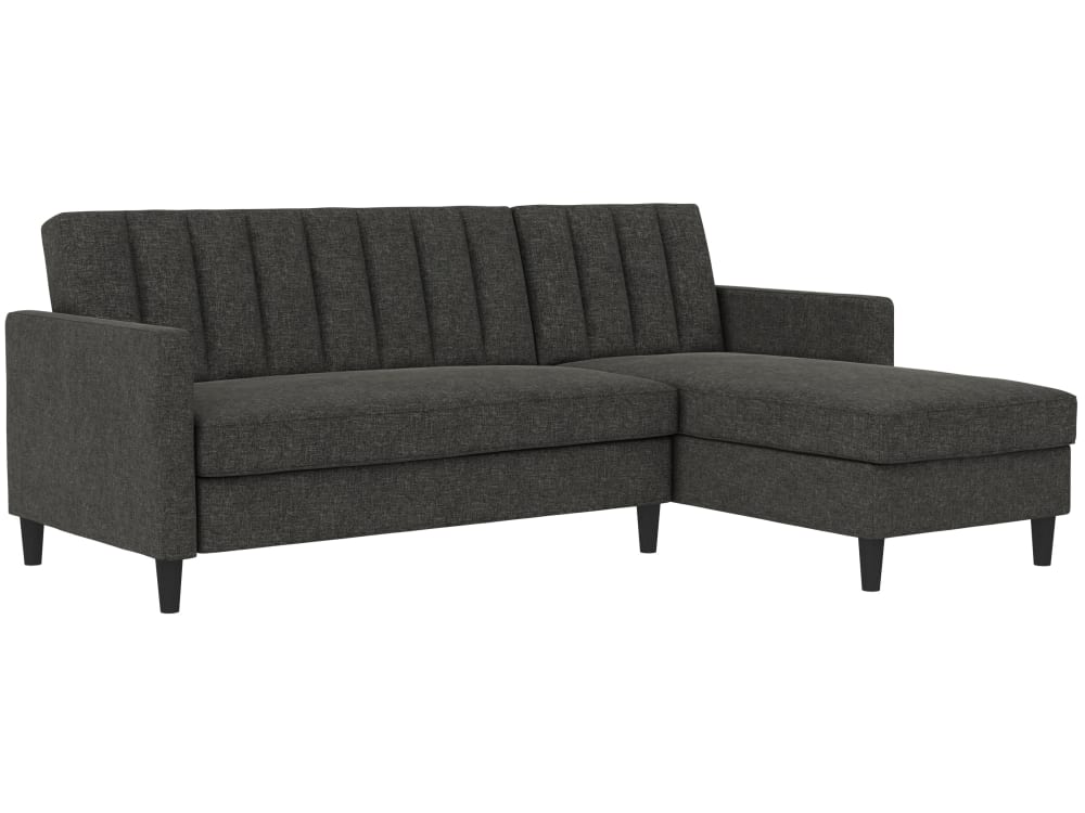 Schlafsofa 3-Sitzer mit Chaiselongue in Leinenoptik, Anthrazit -