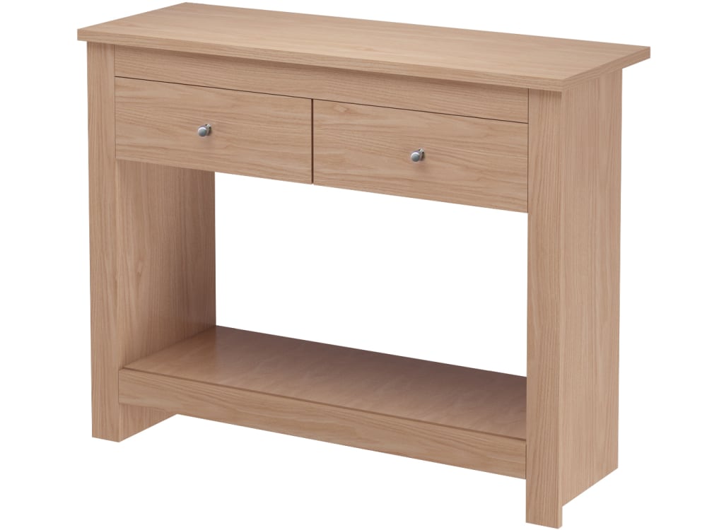 Table console avec 2 tiroirs en effet chêne