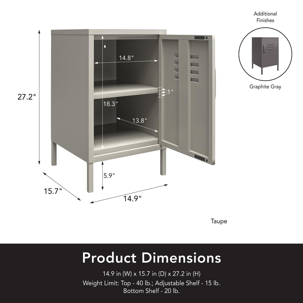 Table d'appoint avec 1 porte en métal taupe - Maisons du Monde