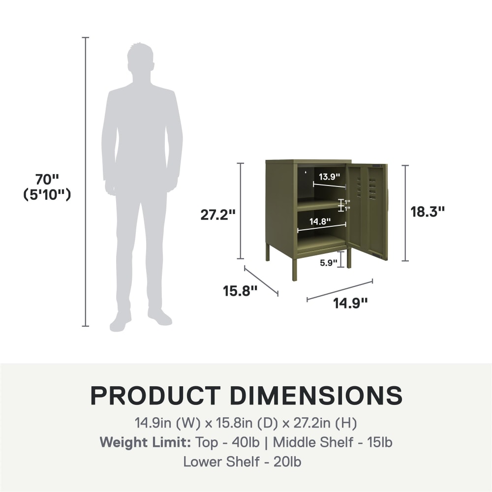 Table d'appoint avec 1 porte en métal vert olive - Maisons du Monde