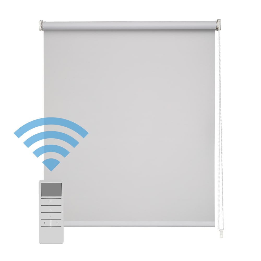 Store enrouleur motorisé translucide gris 90 x 250 cm