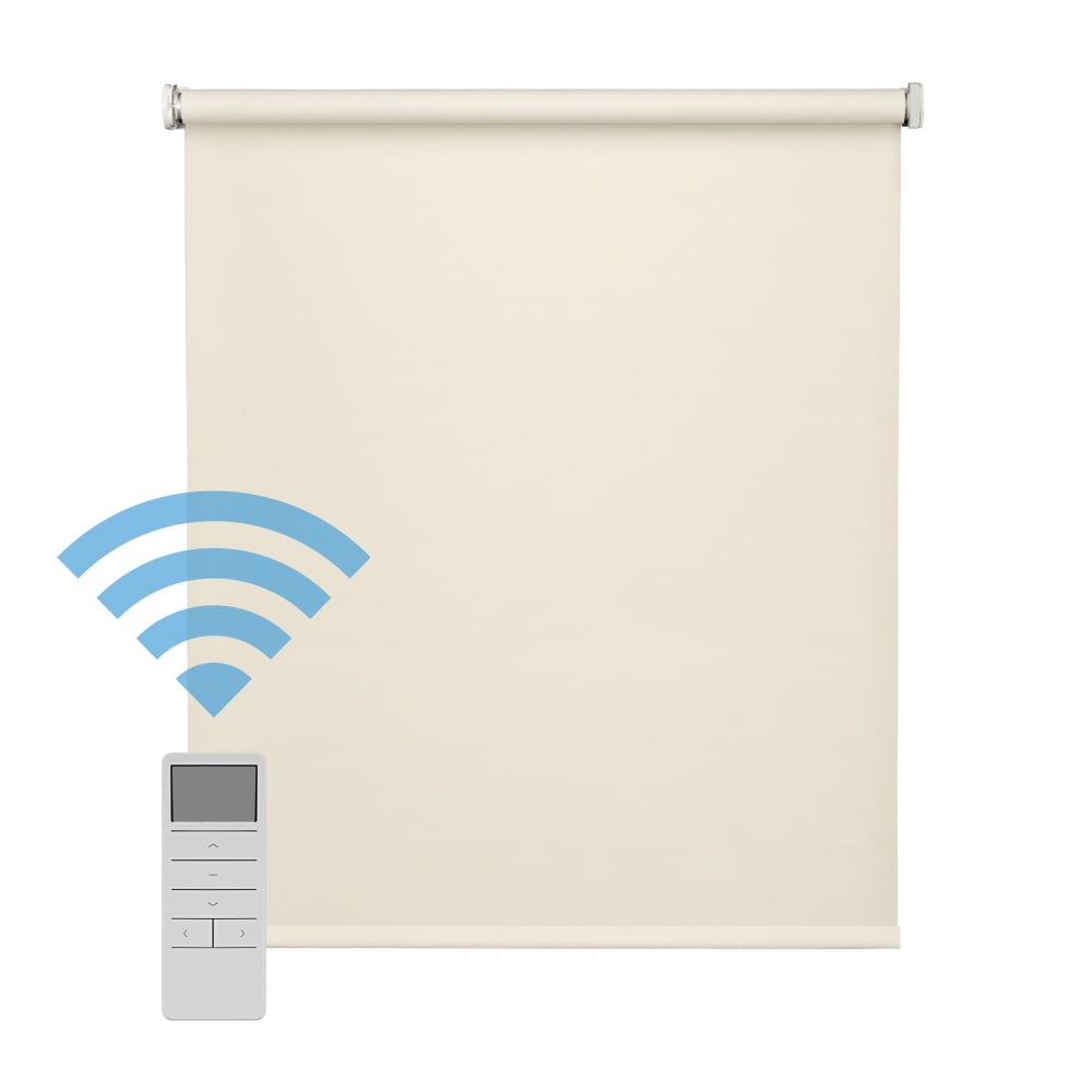 Store enrouleur motorisé occultant beige 105 x 190 cm