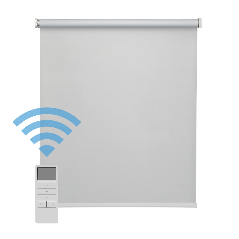 Store enrouleur motorisé occultant gris 90 x 250 cm