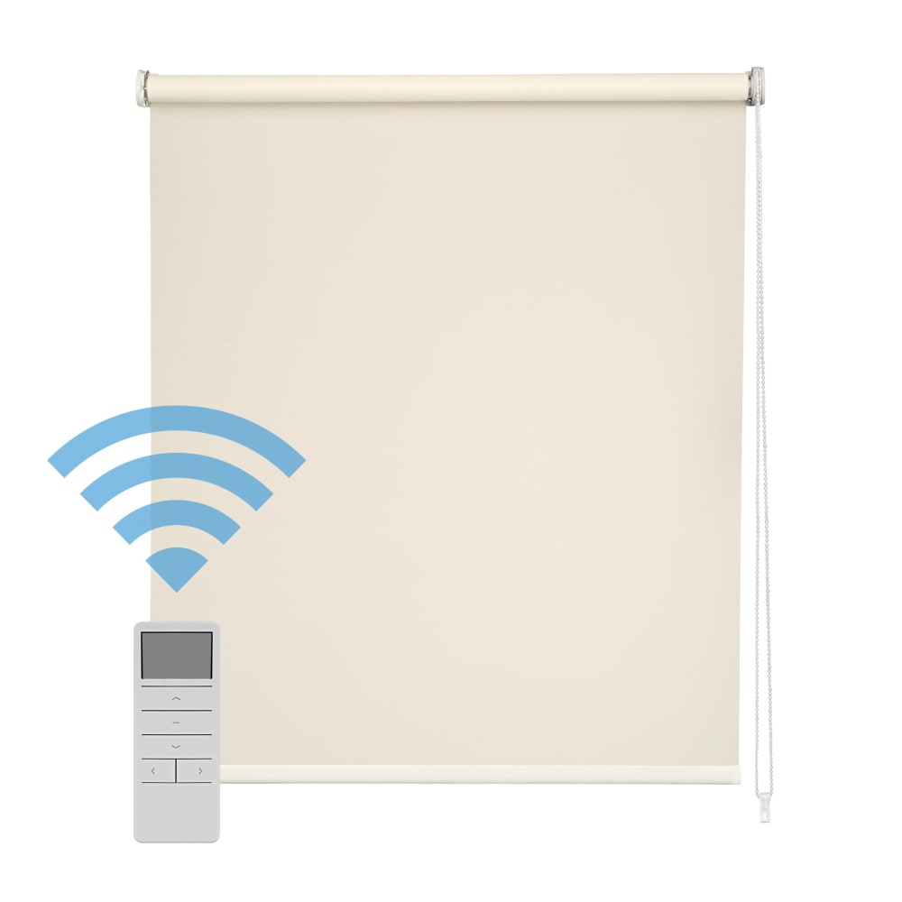 Store enrouleur motorisé translucide beige 90 x 250 cm