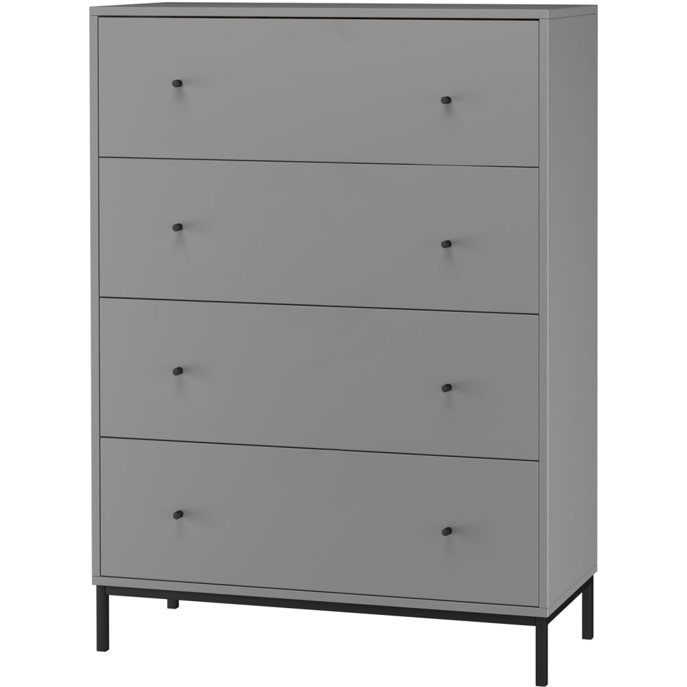 Commode avec 4 tiroirs en mélaminé gris
