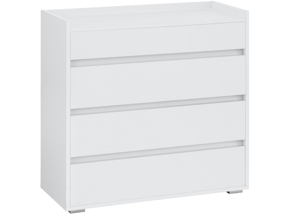Commode avec 4 tiroirs en mélaminé blanc
