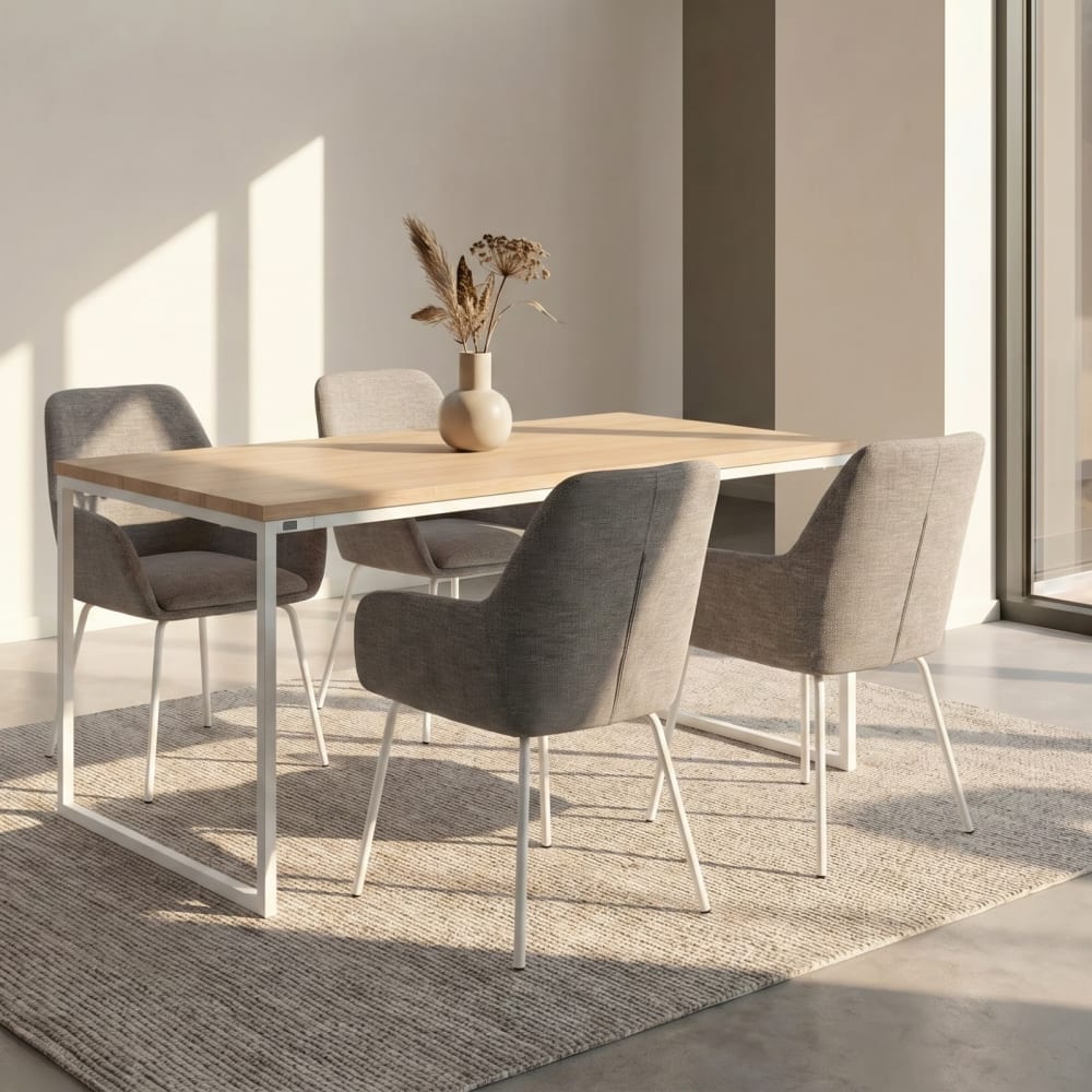 mesa de comedor para 8 personas en efecto roble blanco 180