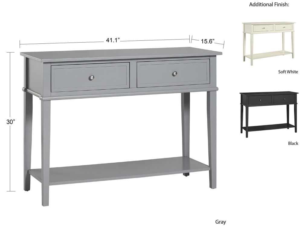 Table console avec 2 tiroirs en mélaminé gris - Maisons du Monde