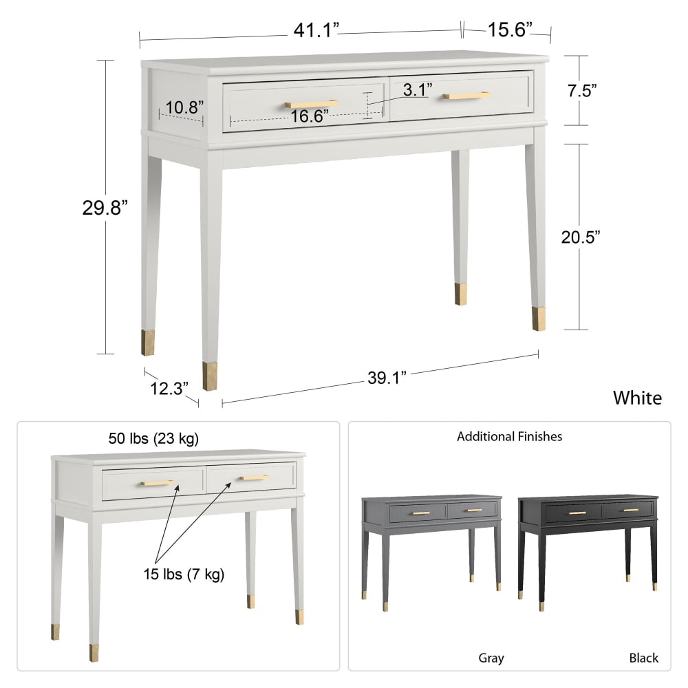 Table console avec 2 tiroirs en mélaminé blanc - Maisons du Monde