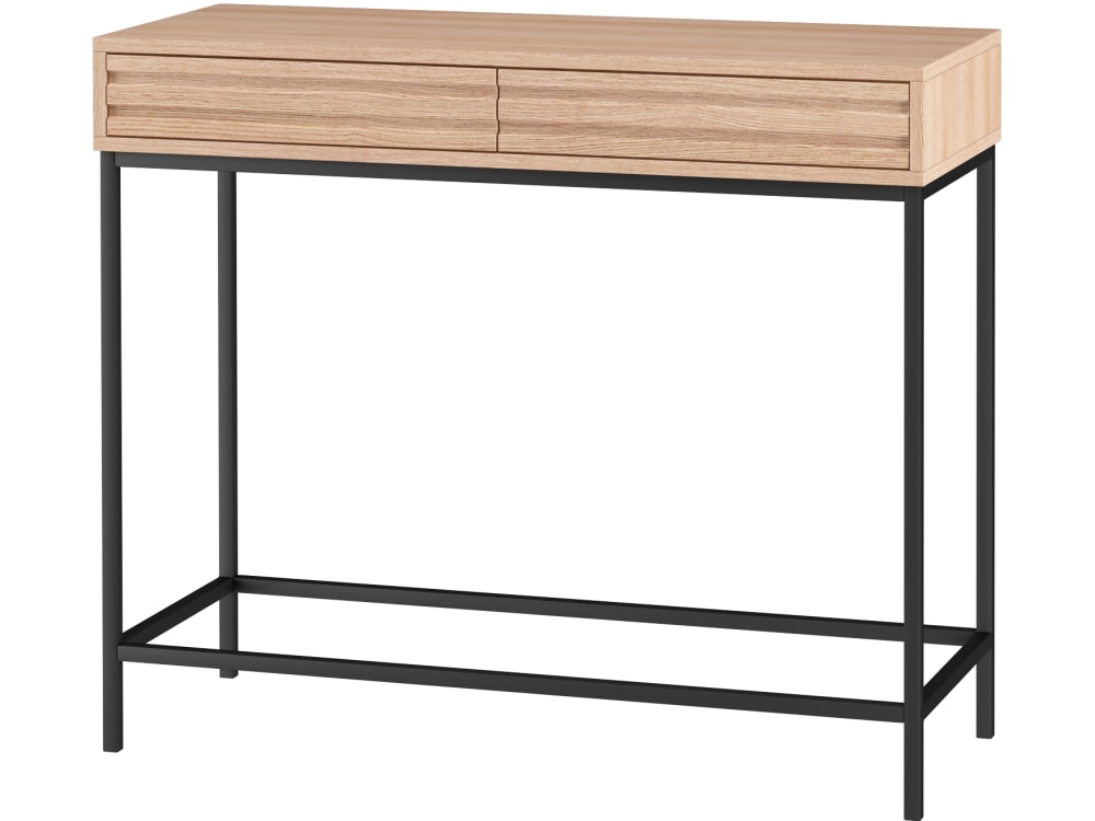 Table console avec 2 tiroirs en effet chêne