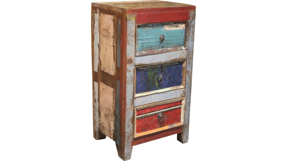 Commode 3 tiroirs marron colorés