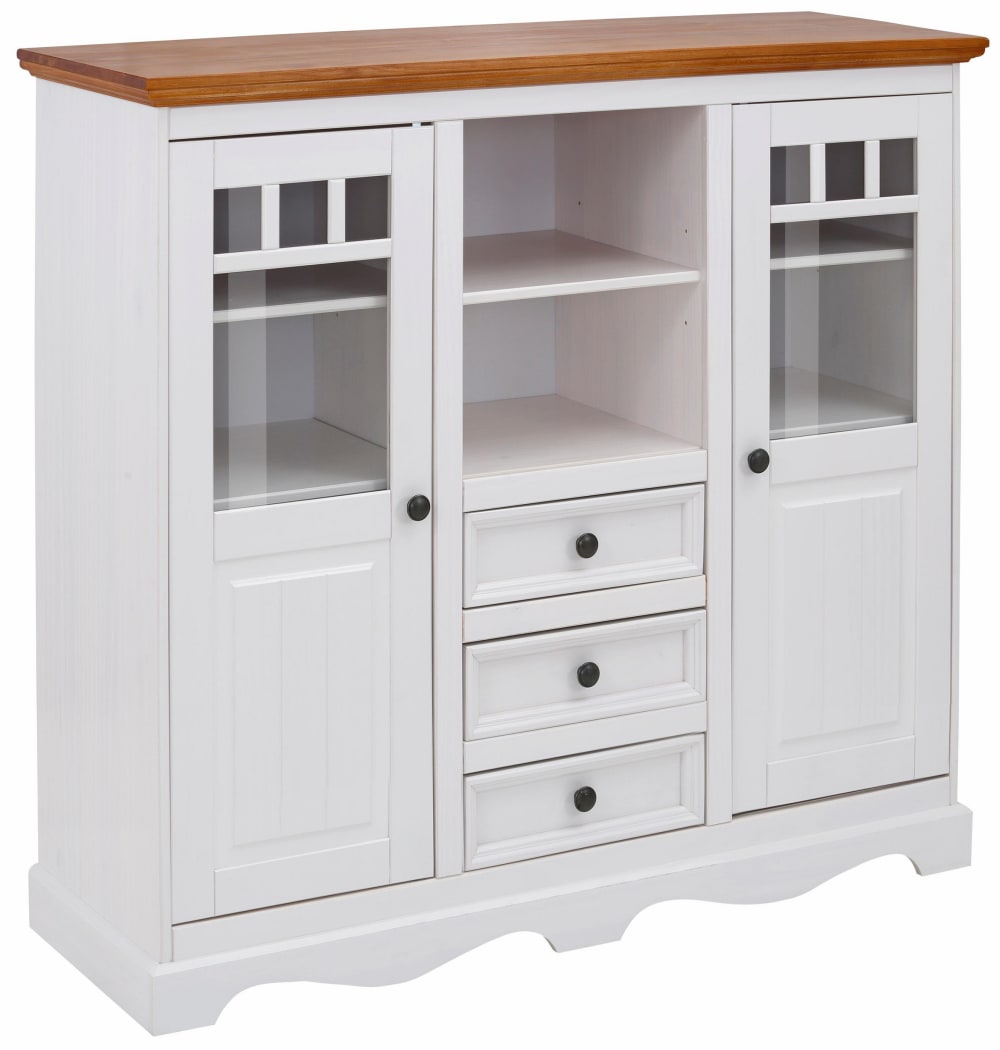 Buffet avec 2 portes en verre 3 tiroirs - Maisons du Monde