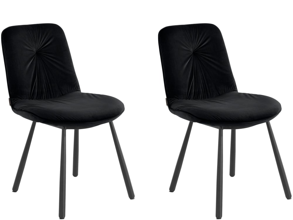 2er Set gepolsterte Esszimmerstühle aus Samt, schwarz - Maisons