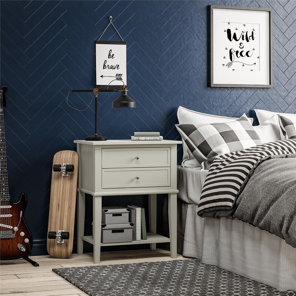 Table d'appoint avec 2 tiroirs en mélaminé blanc - Maisons du Monde