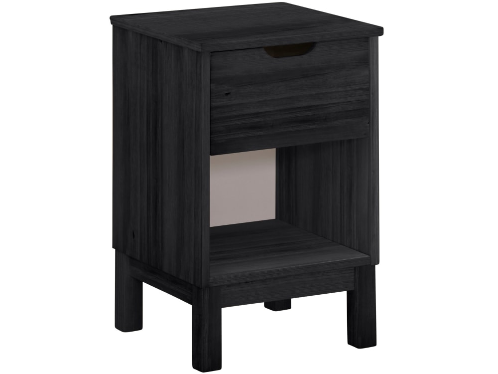 Loft24 Nachttisch mit 1 Schublade in Kiefer Schwarz Schwarz Holz