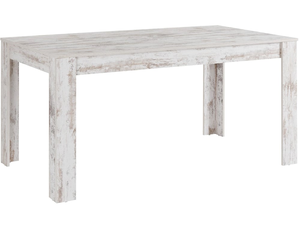 Table à manger en effet bois blanc antique 8 personnes L160