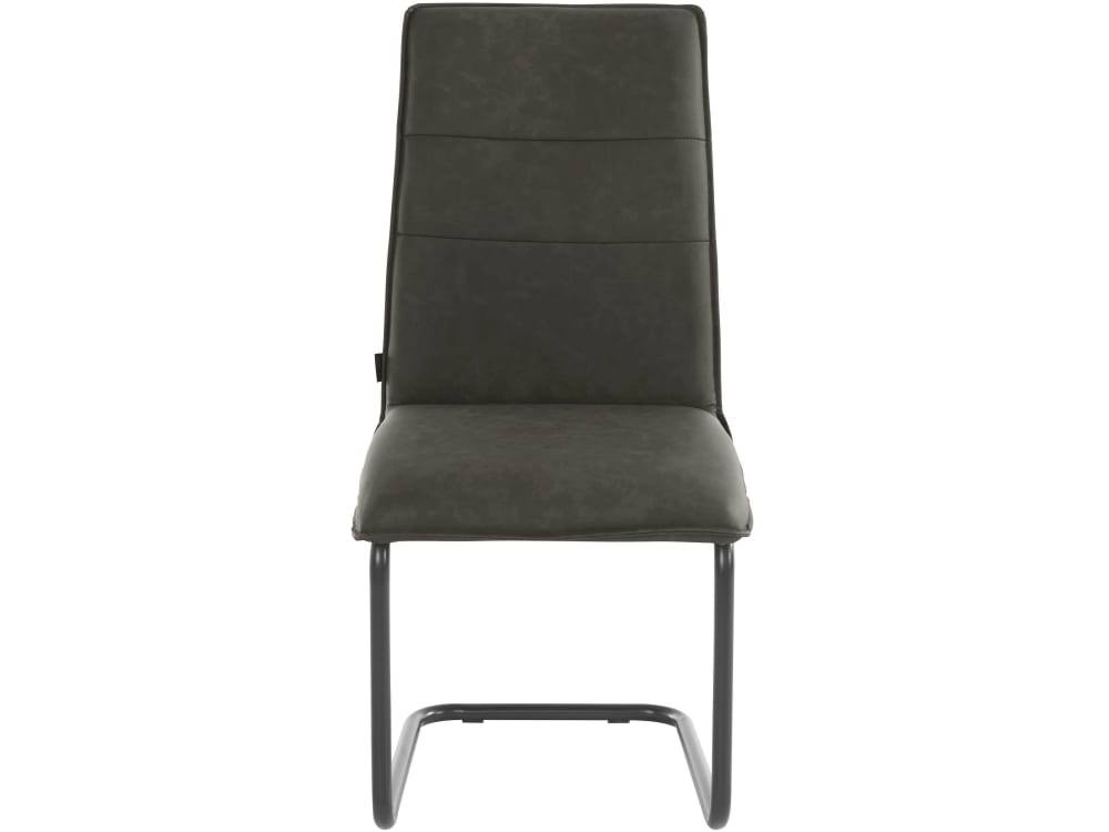 Loft24 2er Set gepolsterte Esszimmerstühle aus PU, anthrazit Grau Leder
