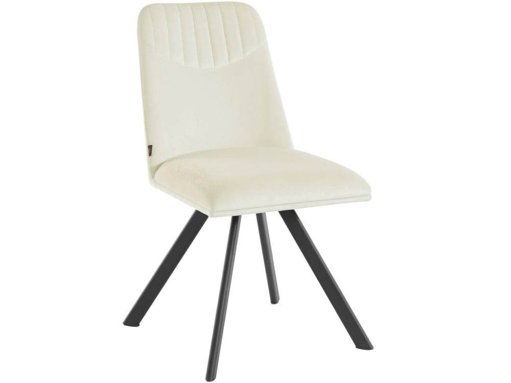 Loft24 2er Set gepolsterte Esszimmerstühle aus Samt, creme weiß - Samt