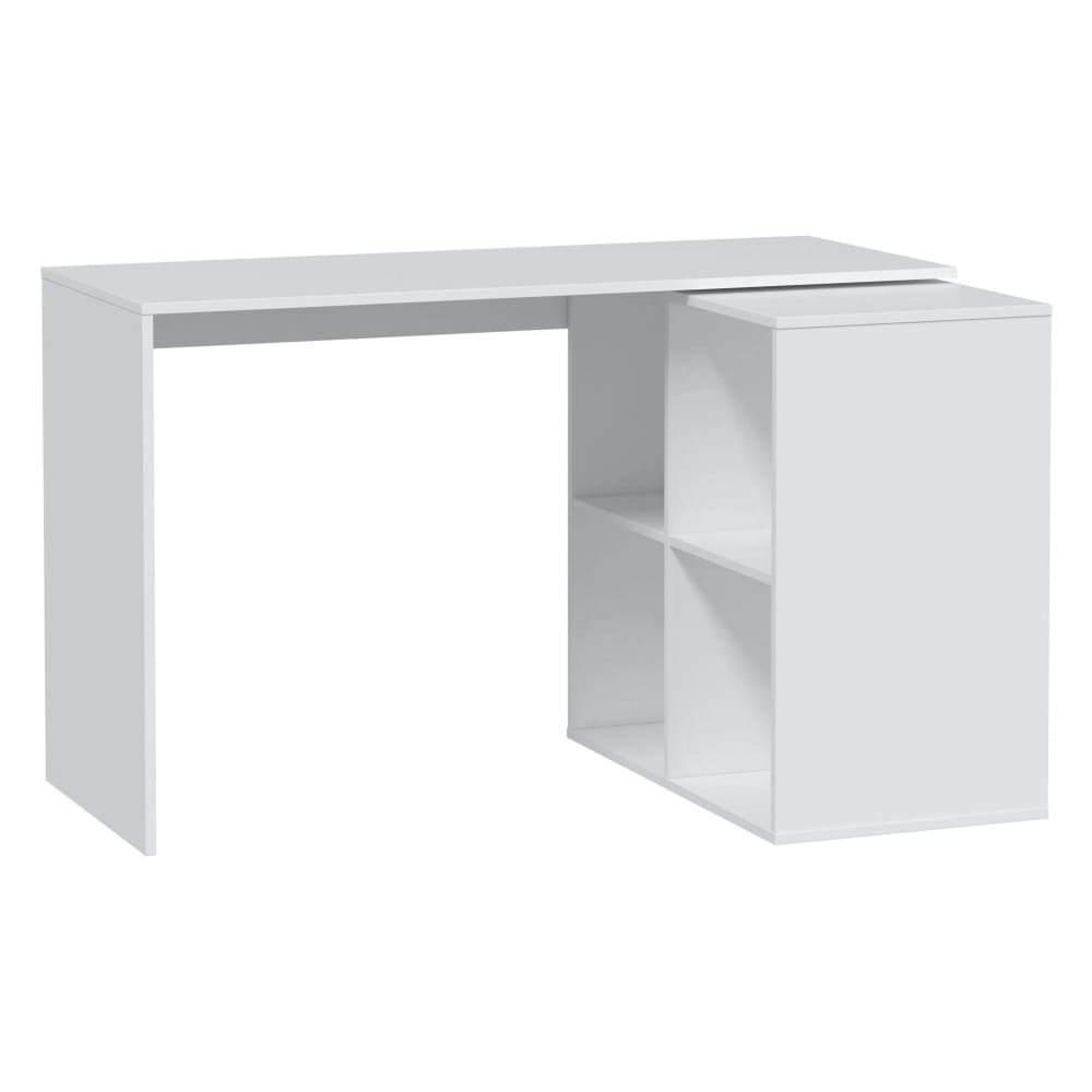 Dmora Bureau effet bois blanc 147x49 cm style contemporain Blanc Bois - 152x74x49cm