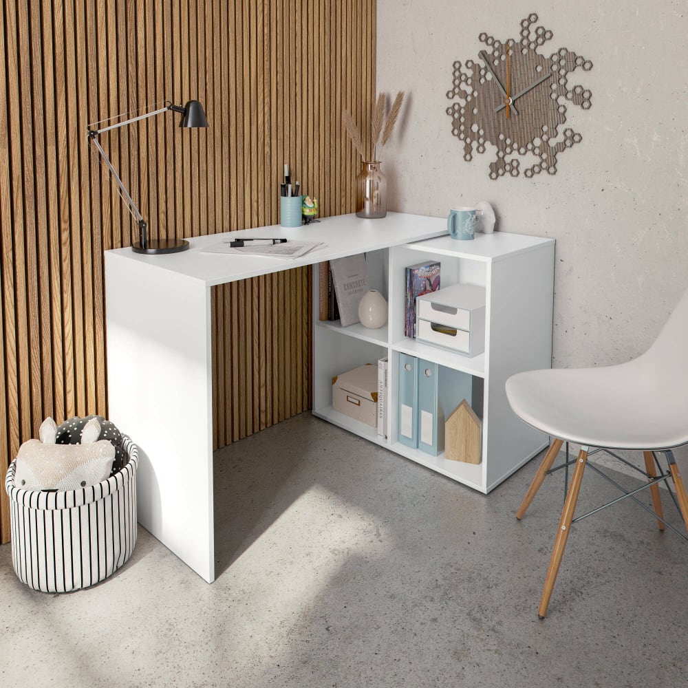 Bureau effet bois blanc 147x49 cm - Maisons du Monde