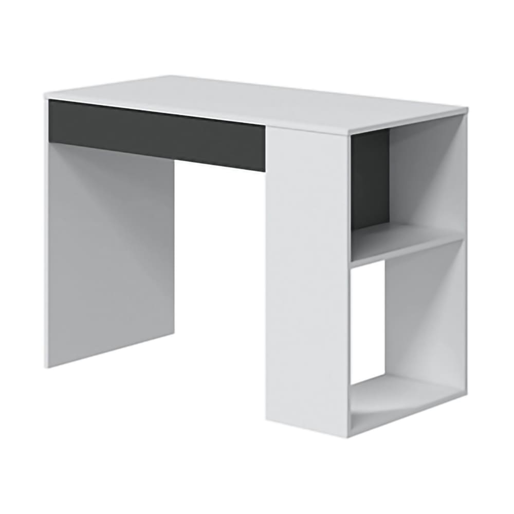 Dmora Bureau effet bois blanc, anthracite 101x50 cm style contemporain Blanc Bois - 101x73x50cm