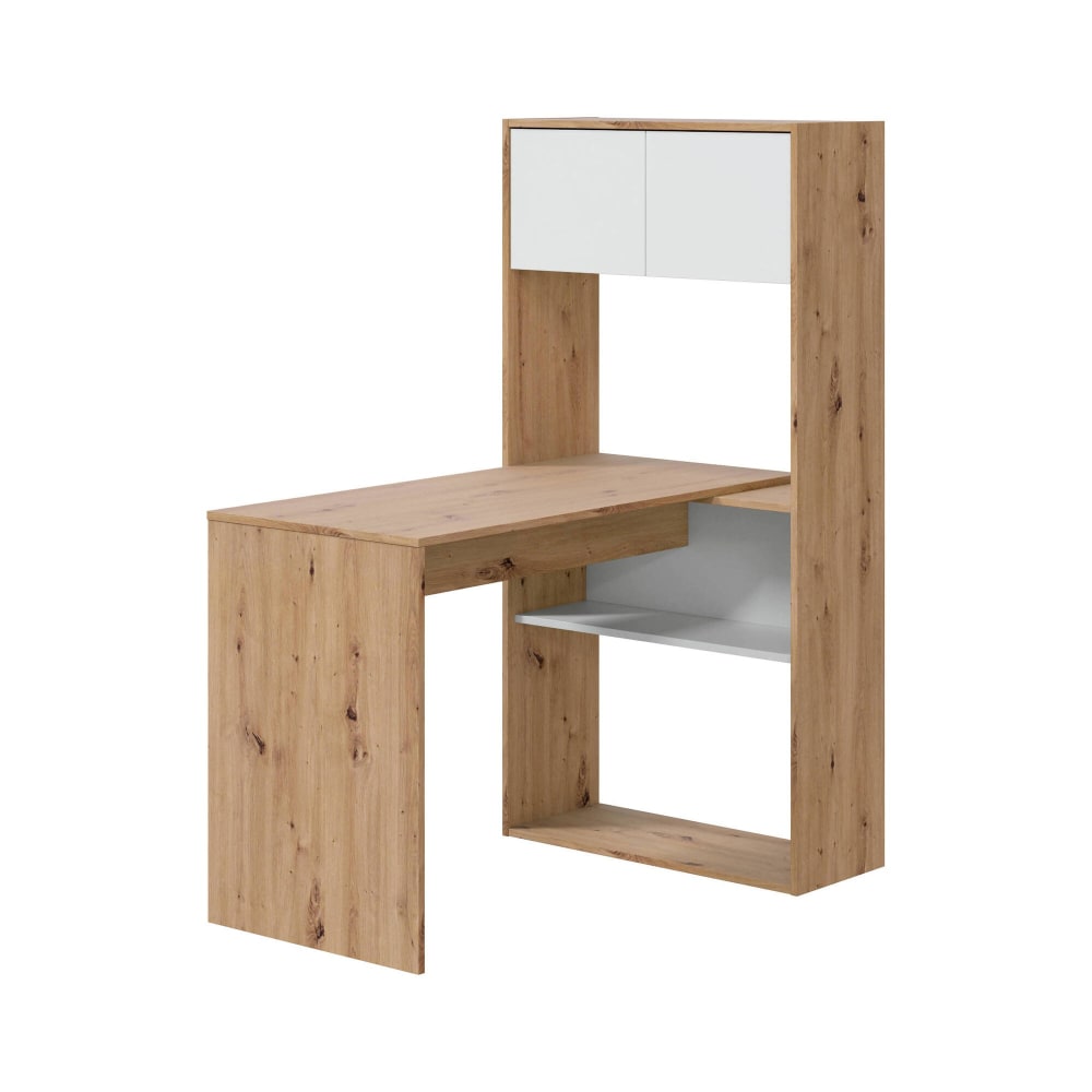 Bureau effet bois beige, blanc 81x140 cm