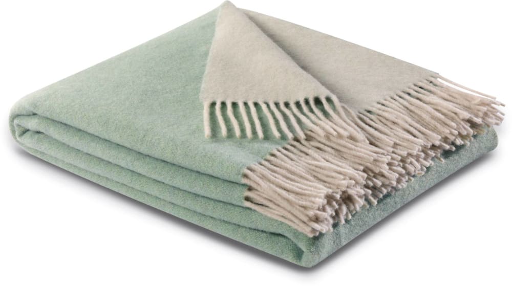 Plaid en laine et cachemire 130 x 170 cm céladon/crème