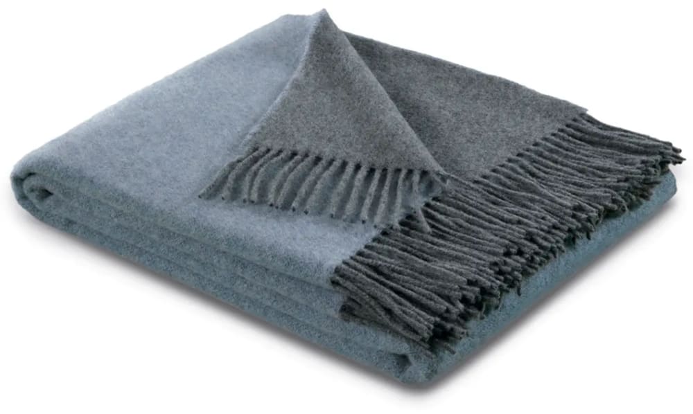 Plaid en laine et cachemire 150 x 200 cm bleu/gris