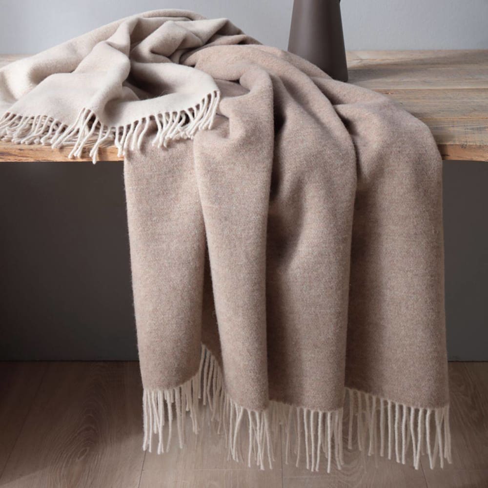 Plaid en laine et cachemire 130 x 170 cm nature/sable