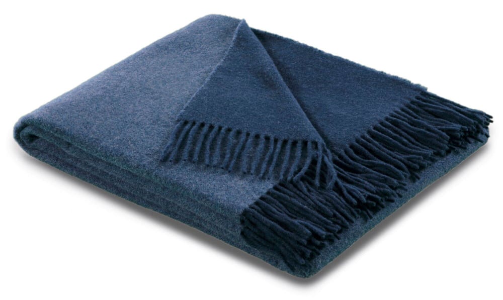 Plaid en laine et cachemire 130 x 170 cm bleu jean