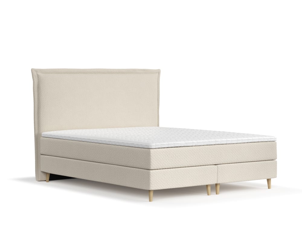 Maison de Reve Boxspringbett mit Kopfteil aus Chenille-Stoff, 160x200 cm Beige Öko-Tex Zertifikat Stoff