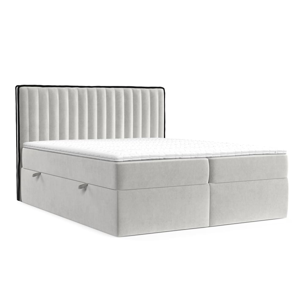 Maison de Reve Boxspringbett mit Kopfteil aus Samtstoff, 200x200 cm Beige Öko-Tex Zertifikat