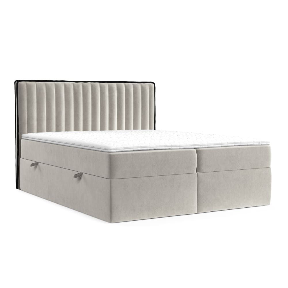 Maison de Reve Boxspringbett mit Kopfteil aus Samtstoff, 180x200 cm Beige Öko-Tex Zertifikat