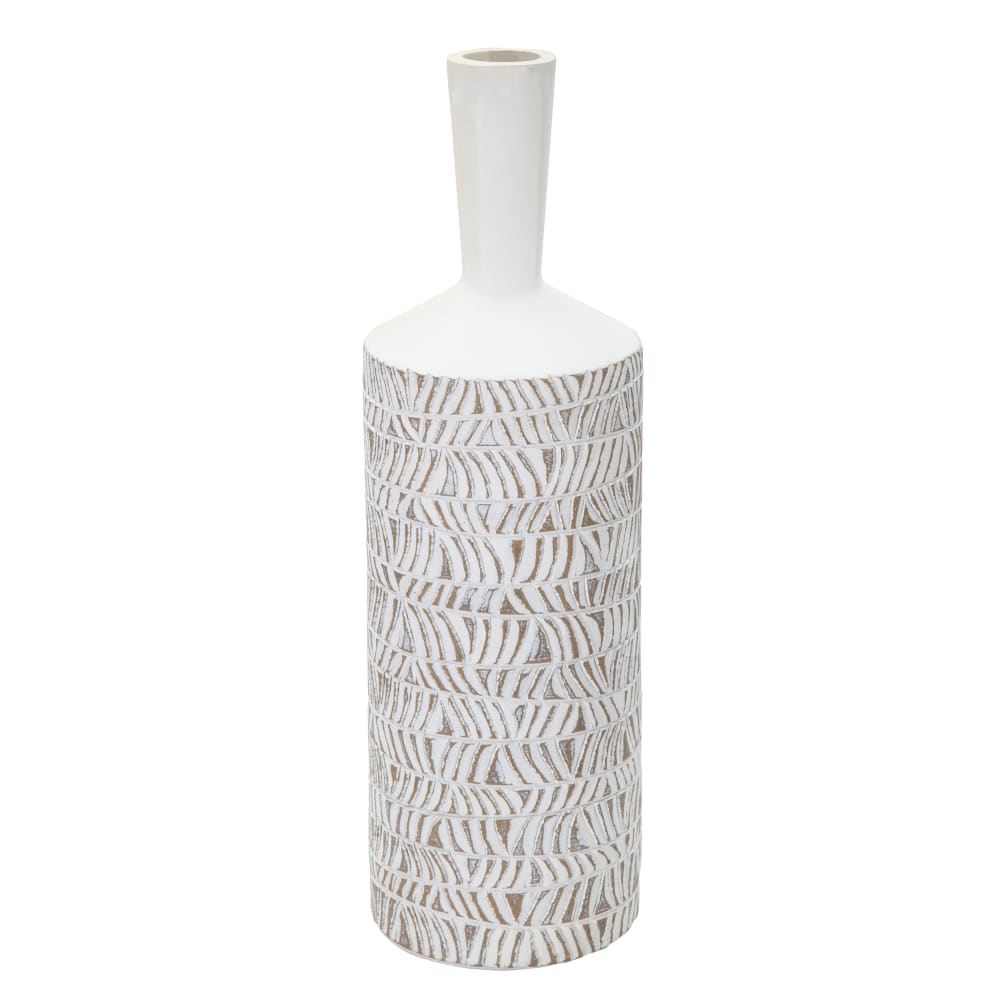 Vase en résine blanche avec décors sculptés Ø cm 15x49,5