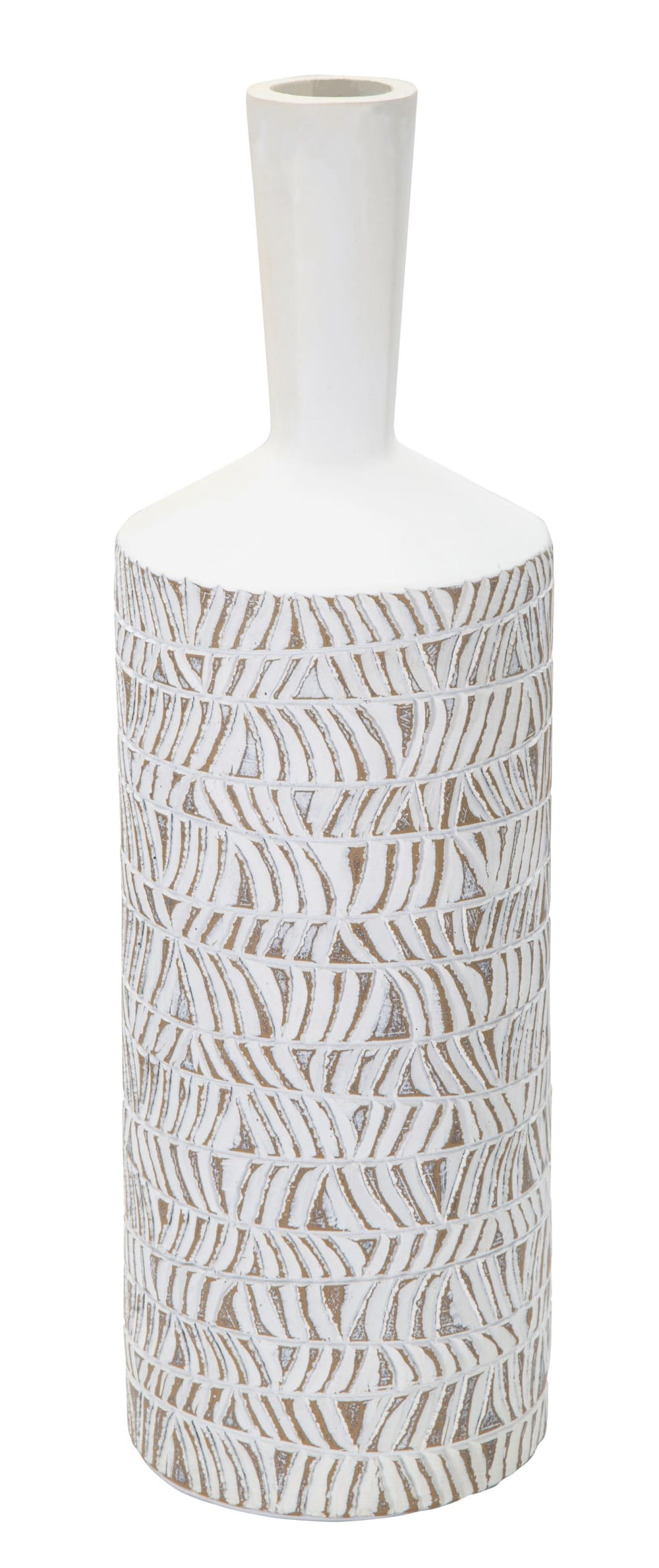 Vase en résine blanche avec décors sculptés ø cm 15x49,5