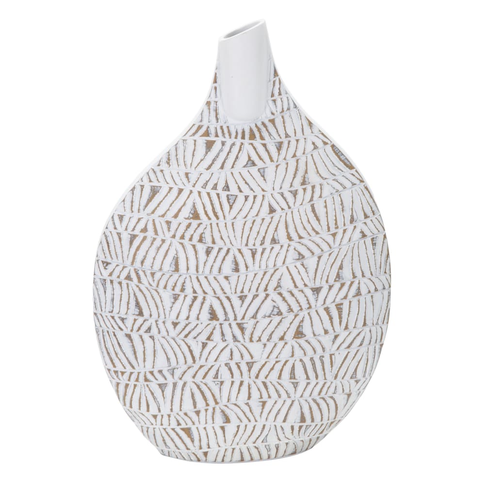 Vase en résine blanche avec décors sculptés cm 30,5x11,5x46,5